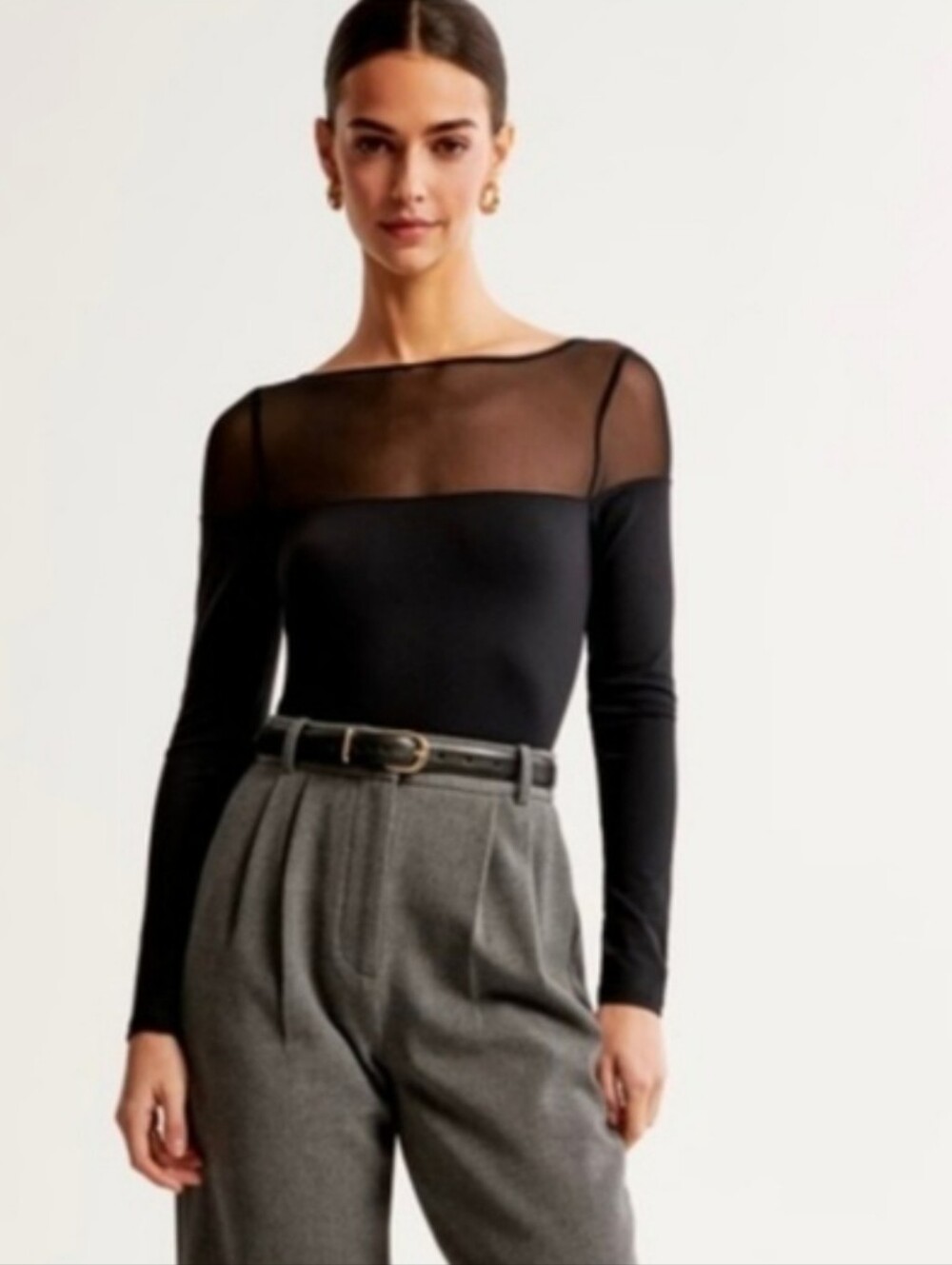 Abercrombie & Fitch Women's XS Mesh Bodysuit Long Sleeve Classic Grunge